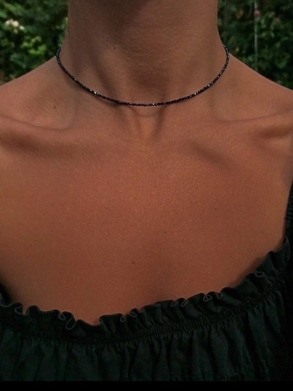 Natural Black Obsidian Choker 2mm Crystal Gemstone Beads Choker Necklace